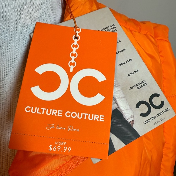 Culture Couture Women's Jacket Down Orange Weather Proof Insulated Puff Vest S - Picture 4 of 10